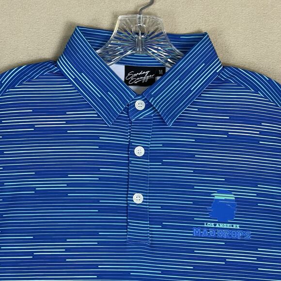Sunday Swagger Polo Shirt Mens M Blue Striped Golf Performance Short Sleeve NWT - Picture 2 of 12
